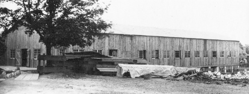 The carpenter shop, or woodworking shed, was the last major workshop standing. Its final use was as a meeting hall for the 1950 Assembly of the General Church. The modeling shop was housed in the lower end at ground level.