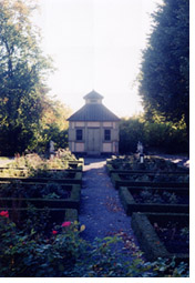 Summerhouse in garden.