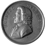 Aluminum medal front: Swedenborg portrait.