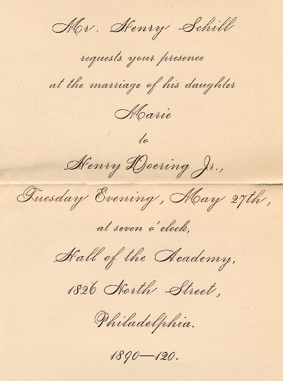  and this wedding invitation from 1890 As late as 1910 it appeared on a 
