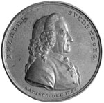 Bronze medal front: Swedenborg portrait.